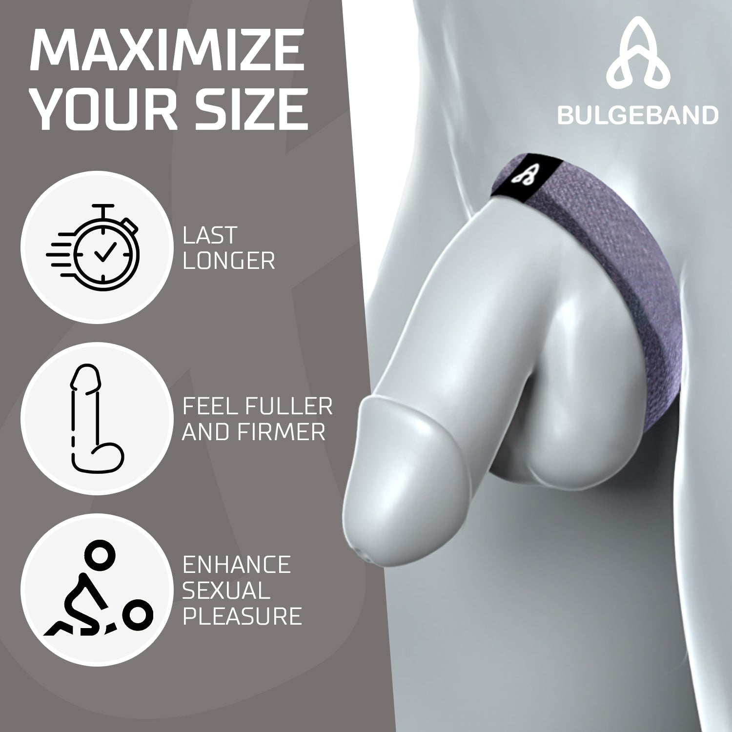 The Bulge Band Graphite Gray - Classic and Reversible Cock Ring. Look Bigger The Bulge Band Graphite Gray - Classic and Reversible Cock Ring. Look Bigger