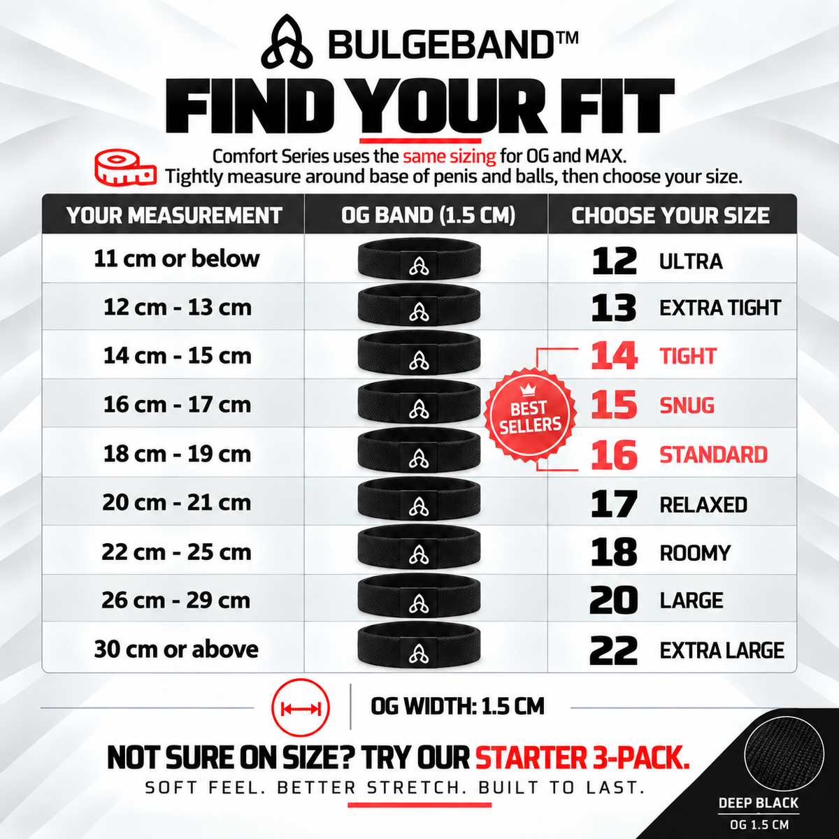 NEW! OG COMFORT SUPERSIZE 3-PACK [16,17,18] - Deep Black