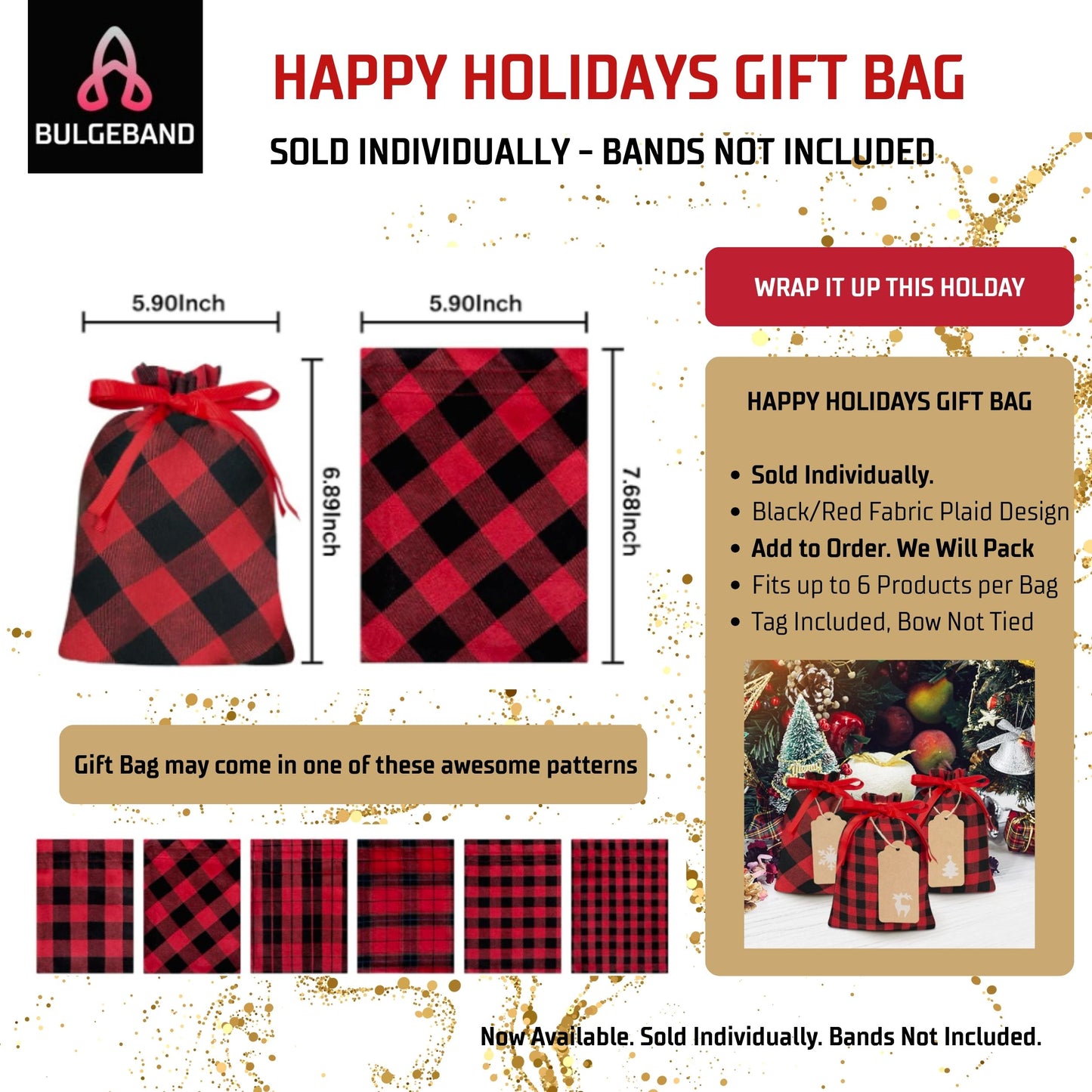 BulgeBand™ Happy Holidays Gift Bag - 1pk