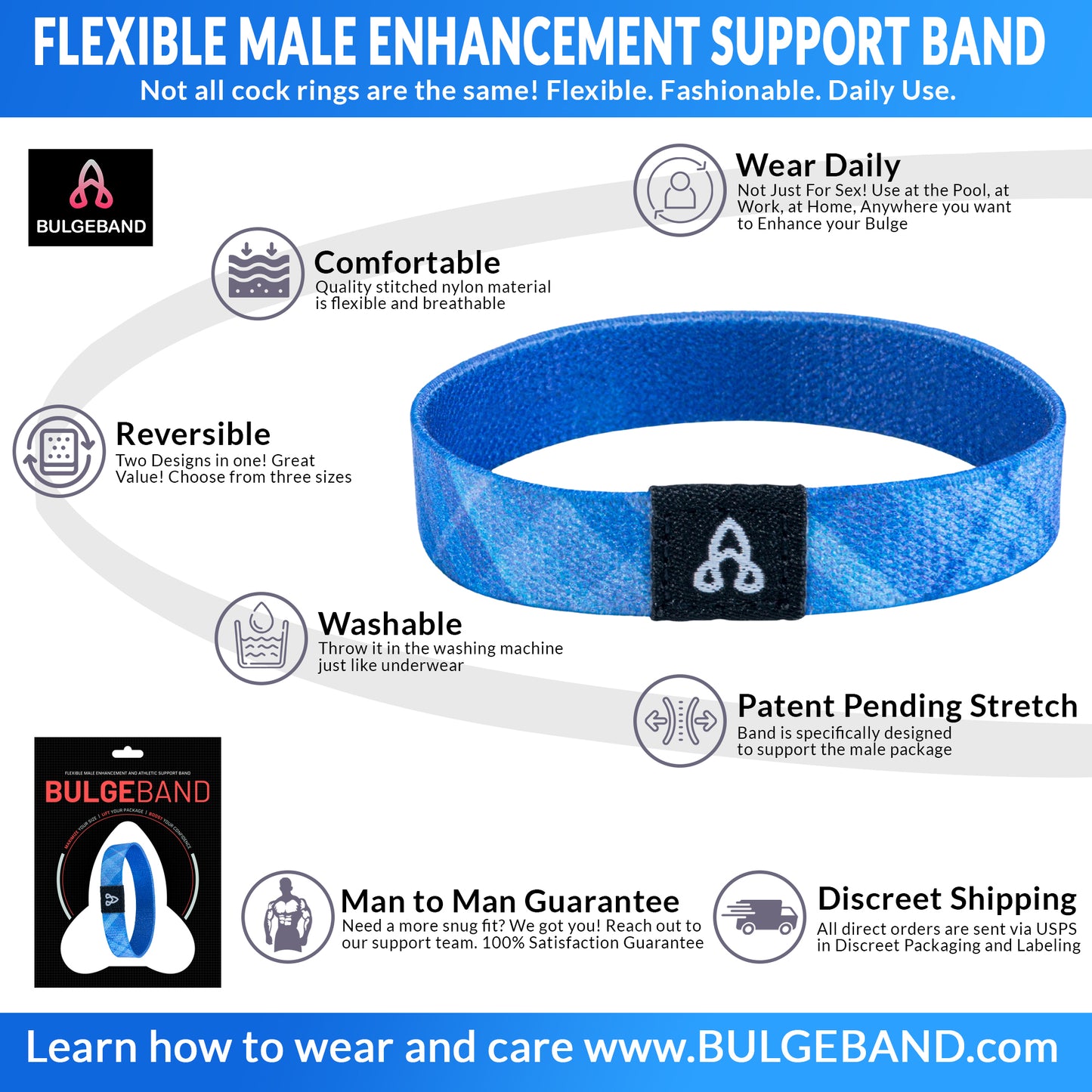 The Bulge Band™ Blue Plaid - 1pk